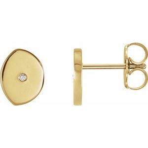 Ladies Natural Diamond Gibbous Moon Phase Earring (I1, G-H) — 14K Yellow Gold