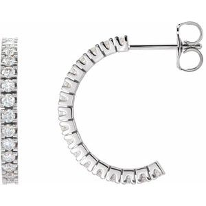 Ladies Natural Diamond 20.5 mm Hoop Earrings (I1, G-H) — 14K White Gold