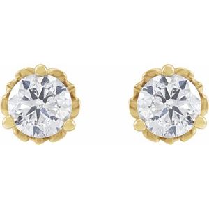 Lab-Grown Diamond Round 3-Prong Scroll Stud Earrings - Style 88183