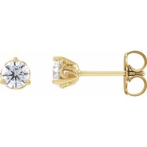 Ladies Natural Diamond Scroll Earrings (I1, G-H) — 14K Yellow Gold