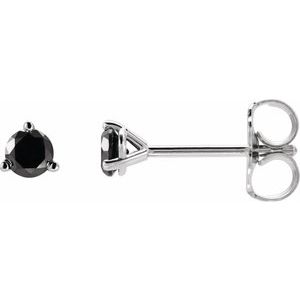 Ladies Natural Black Diamond Earrings (Opaque, Black) — 14K White Gold
