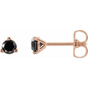 Ladies Natural Black Diamond Earrings (Opaque, Black) — 14K Rose Gold