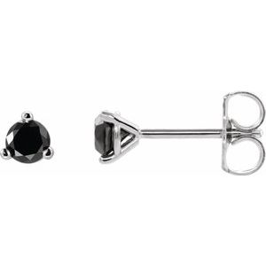 Ladies Natural Black Diamond Earrings (Opaque, Black) — 14K White Gold