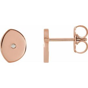 Ladies Natural Diamond Gibbous Moon Phase Earring (I1, G-H) — 14K Rose Gold