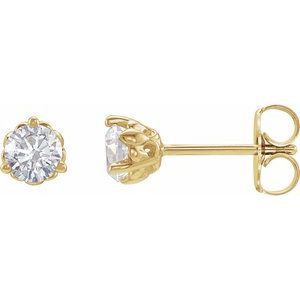 Ladies Natural Diamond Fleur-de-Lis Earrings (I1, G-H) — 14K Yellow Gold