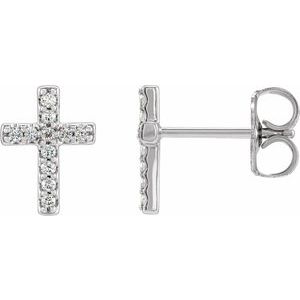 Ladies Natural Diamond Cross Single Earring — Platinum