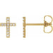 Ladies Natural Diamond Cross Single Earring — 14K Yellow Gold
