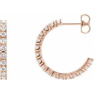 Ladies Natural Diamond 20.5 mm Hoop Earrings (I1, G-H) — 14K Rose Gold