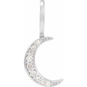 Ladies Natural Diamond Crescent Moon Charm/Pendant (Si2-Si3, G-H) — Platinum