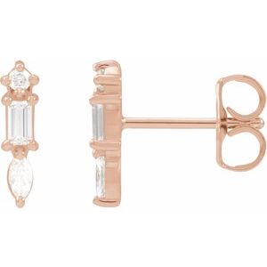 Ladies Natural Diamond Bar Earrings — 14K Rose Gold