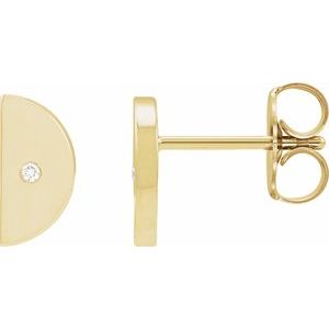 Ladies Natural Diamond Quarter Moon Phase Earring (I1, G-H) — 14K Yellow Gold