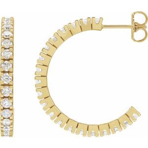 Ladies Natural Diamond 24.7 mm Hoop Earrings (I1, G-H) — 14K Yellow Gold