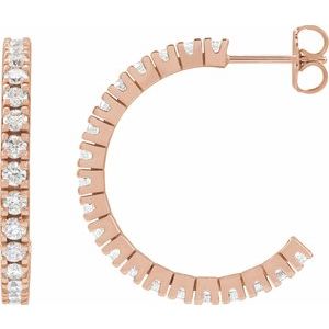 Ladies Natural Diamond 24.7 mm Hoop Earrings (I1, G-H) — 14K Rose Gold