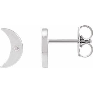 Ladies Natural Diamond Crescent Moon Phase Earring (Si2-Si3, G-H) — Platinum