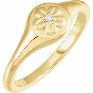 Ladies Natural Diamond Floral Ring — 14K Yellow Gold