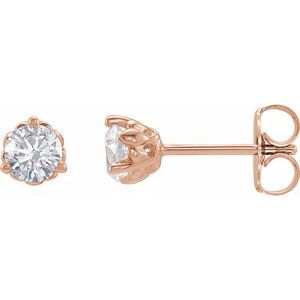 Ladies Natural Diamond Fleur-de-Lis Earrings (I1, G-H) — 14K Rose Gold