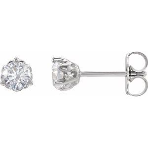 Ladies Natural Diamond Fleur-de-Lis Earrings (I1, G-H) — 14K White Gold