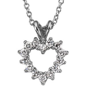Ladies Natural Diamond Heart Necklace (Si1, G-H) — Platinum