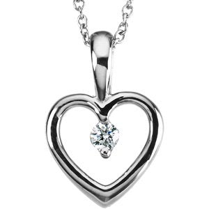 Ladies Natural Diamond Heart Necklace (Si1, G-H) — Platinum