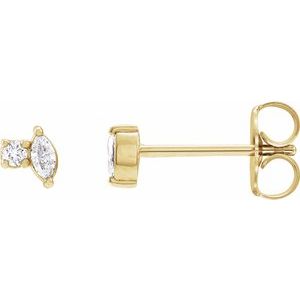 Ladies Natural Diamond Earrings — 14K Yellow Gold
