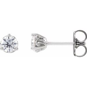 Ladies Natural Diamond Scroll Earrings (I1, G-H) — Sterling Silver