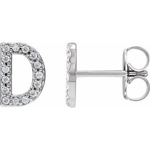 Ladies Natural Diamond Initial D Earring (I1, G-H) — Sterling Silver