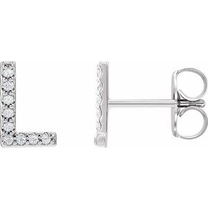 Ladies Natural Diamond Initial L Earrings (Si2-Si3, G-H) — Platinum