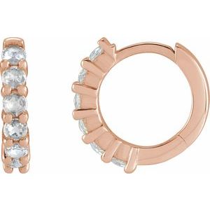 Ladies Rose-Cut Natural Diamond 12.2 mm Hoop Earring (Vs1-Si1, Ghi) — 14K Rose Gold