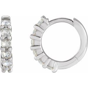 Ladies Rose-Cut Natural Diamond 12.2 mm Hoop Earring (Vs1-Si1, Ghi) — Sterling Silver