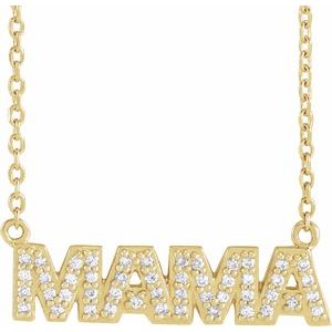 Ladies 1/10 Natural Diamond "Mama" Necklace (I1, G-H) — 14K Yellow Gold