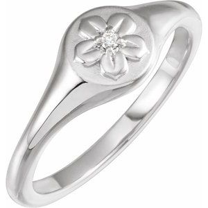Ladies Natural Diamond Floral Ring — Platinum