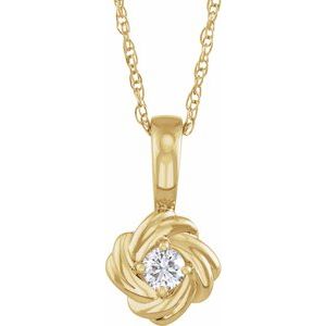 Ladies Natural Diamond Knot Necklace (I1, G-H) — 14K Yellow Gold