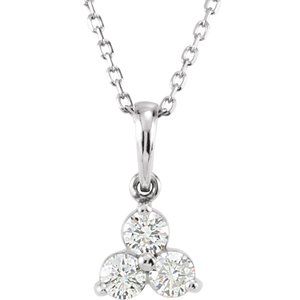 Ladies Diamond Three-Stone Necklace (I1, G-H) — 14K White Gold