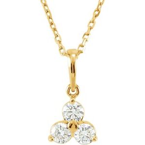 Ladies Diamond Three-Stone Necklace (I1, G-H) — 14K Yellow Gold