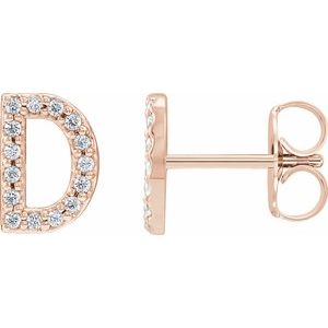 Ladies Natural Diamond Initial D Earring (I1, G-H) — 14K Rose Gold