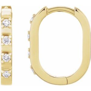 Ladies Natural Diamond 14 mm Hoop Earrings (I1, G-H) — 14K Yellow Gold