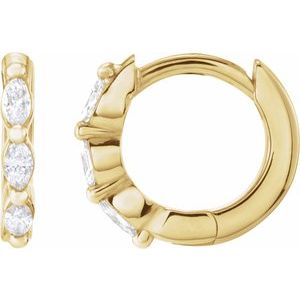 Ladies Natural Diamond 10 mm Hoop Earrings (Si1, G-H) — 14K Yellow Gold