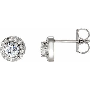 Ladies Natural Diamond Halo-Style Earrings — Platinum
