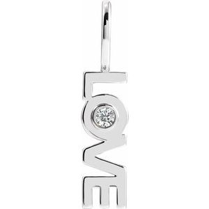 Ladies Natural Diamond Love Charm/Pendant (I1, G-H) — Sterling Silver
