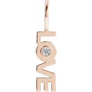 Ladies Natural Diamond Love Charm/Pendant (I1, G-H) — 14K Rose Gold