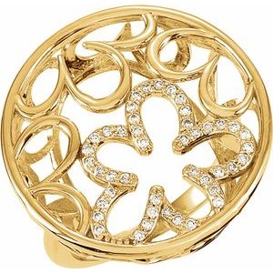 Ladies Natural Diamond Floral Ring (I1, G-H) — 14K Yellow Gold