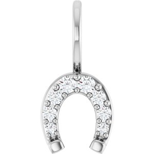 Ladies Natural Diamond Horseshoe Charm/Pendant (Si2-Si3, G-H) — Platinum