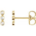 Ladies Rose-Cut Natural Diamond Three-Stone Bar Earrings — 14K Yellow Gold