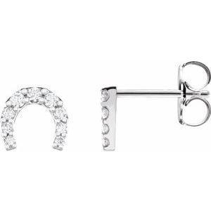 Ladies Natural Diamond Horseshoe Earrings — Sterling Silver