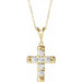 Ladies Natural Diamond French-Set Cross Necklace (I1, G-H) — 14K Yellow Gold