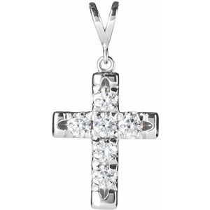 Ladies Natural Diamond French-Set Cross Pendant (Si2-Si3, G-H) — Platinum
