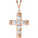 Ladies Natural Diamond French-Set Cross Pendant (I1, G-H) — 14K Rose Gold
