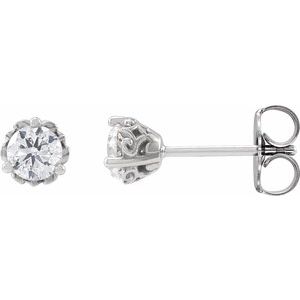 Ladies Natural Diamond Vintage-Inspired Earrings (Si2-Si3, G-H) — Platinum