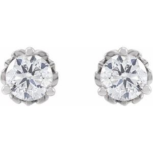 Lab-Grown Diamond Round 3-Prong Scroll Stud Earrings - Style 88183