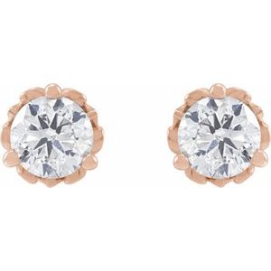 Lab-Grown Diamond Round 3-Prong Scroll Stud Earrings - Style 88183